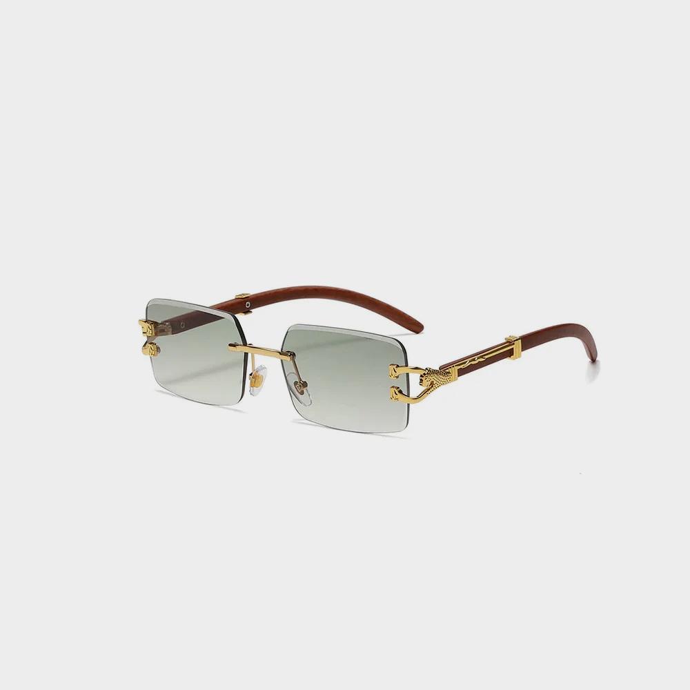 Classic Vintage Rimless Square Leopard Head Sunglasses - Image 2