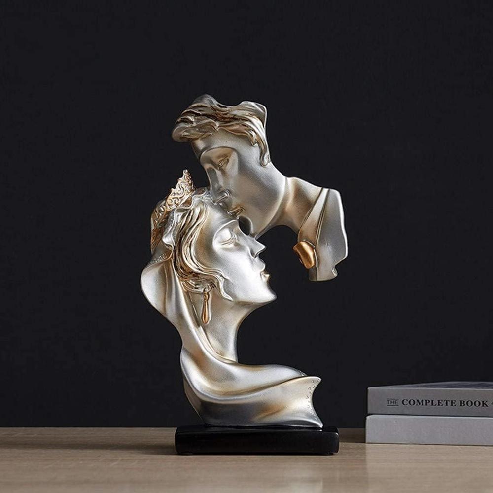 Couple Figurines Statue Romantic Carved Crafts Ornament Kissing Lover Resin Sculpture Modern Art - Image 5